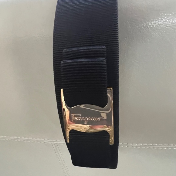 Salvatore Ferragamo Accessories - Ferragamo black headband with gold tone logo hardware